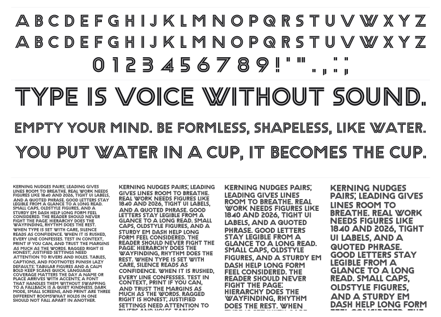 Vintage Times specimen sheet