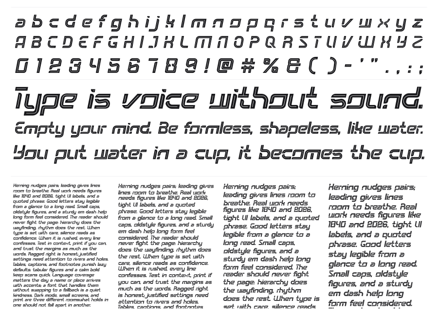 Outer Frontier specimen sheet