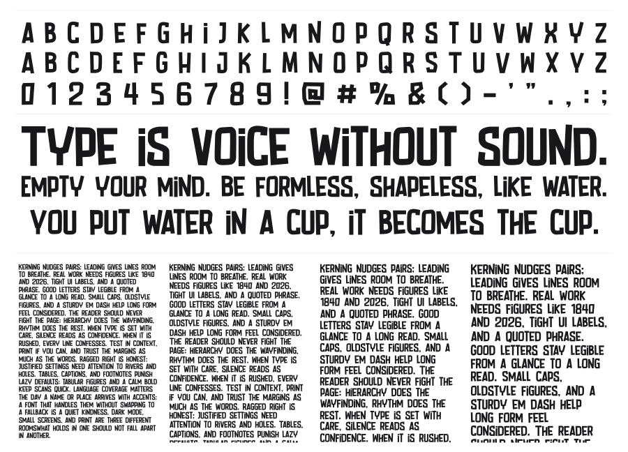 Want Coffee specimen sheet