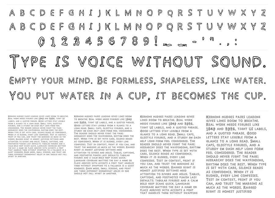 My Font Is Slimey specimen sheet