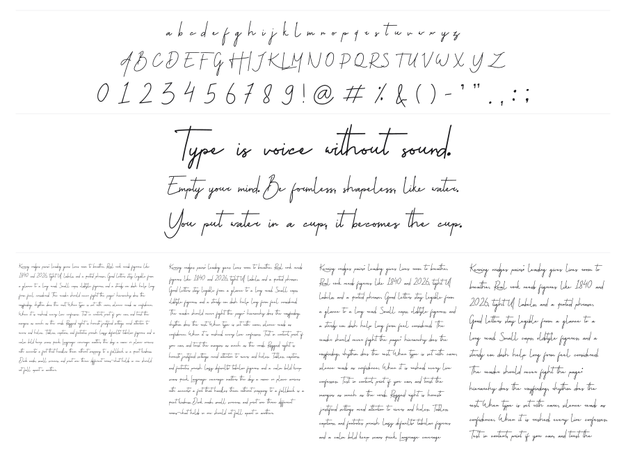 Jannatta specimen sheet