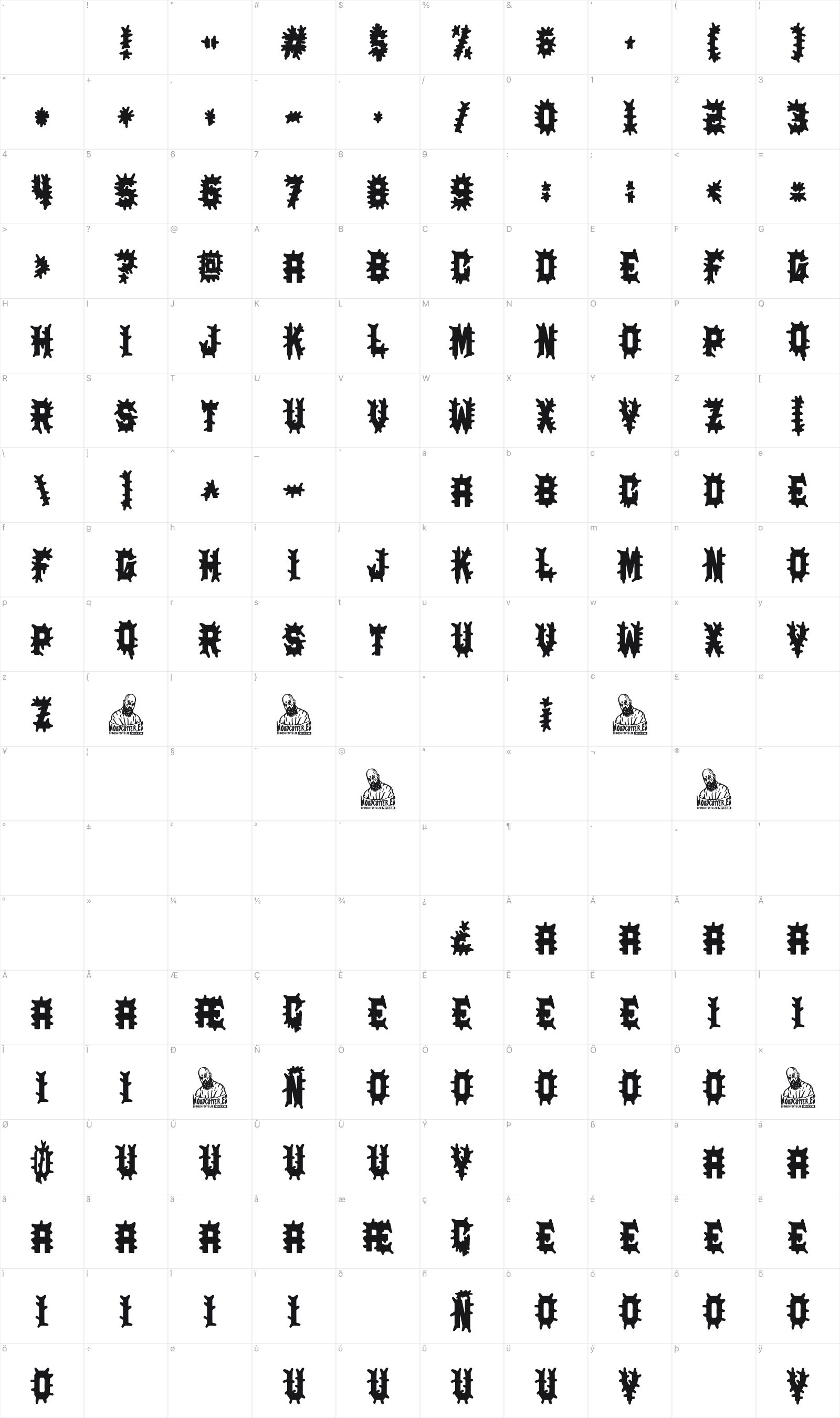 Danger Spring glyph table