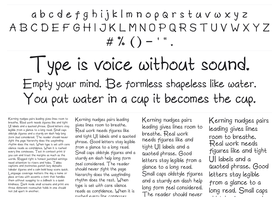 Banana Super specimen sheet