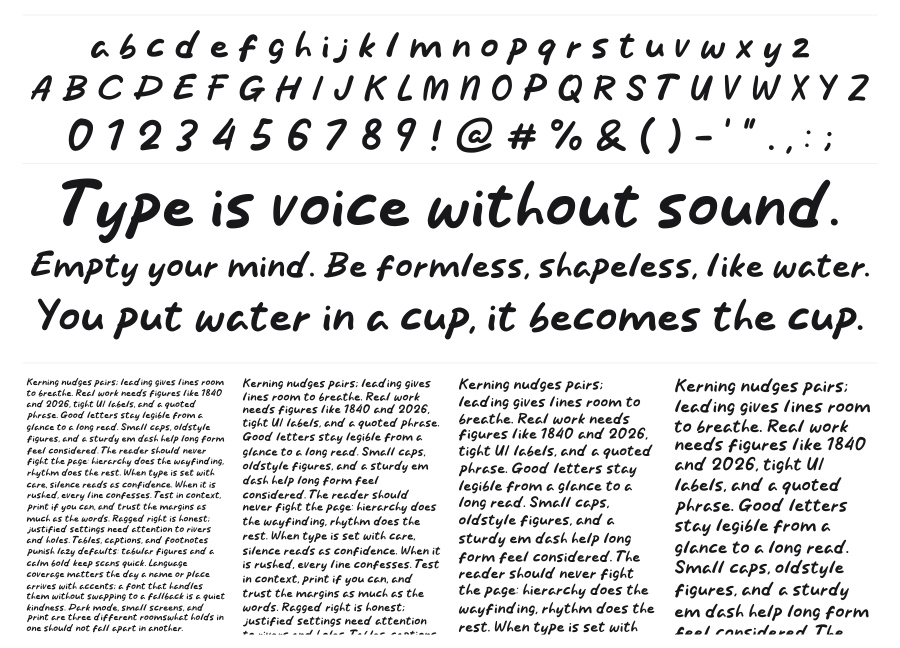 Chat now specimen sheet