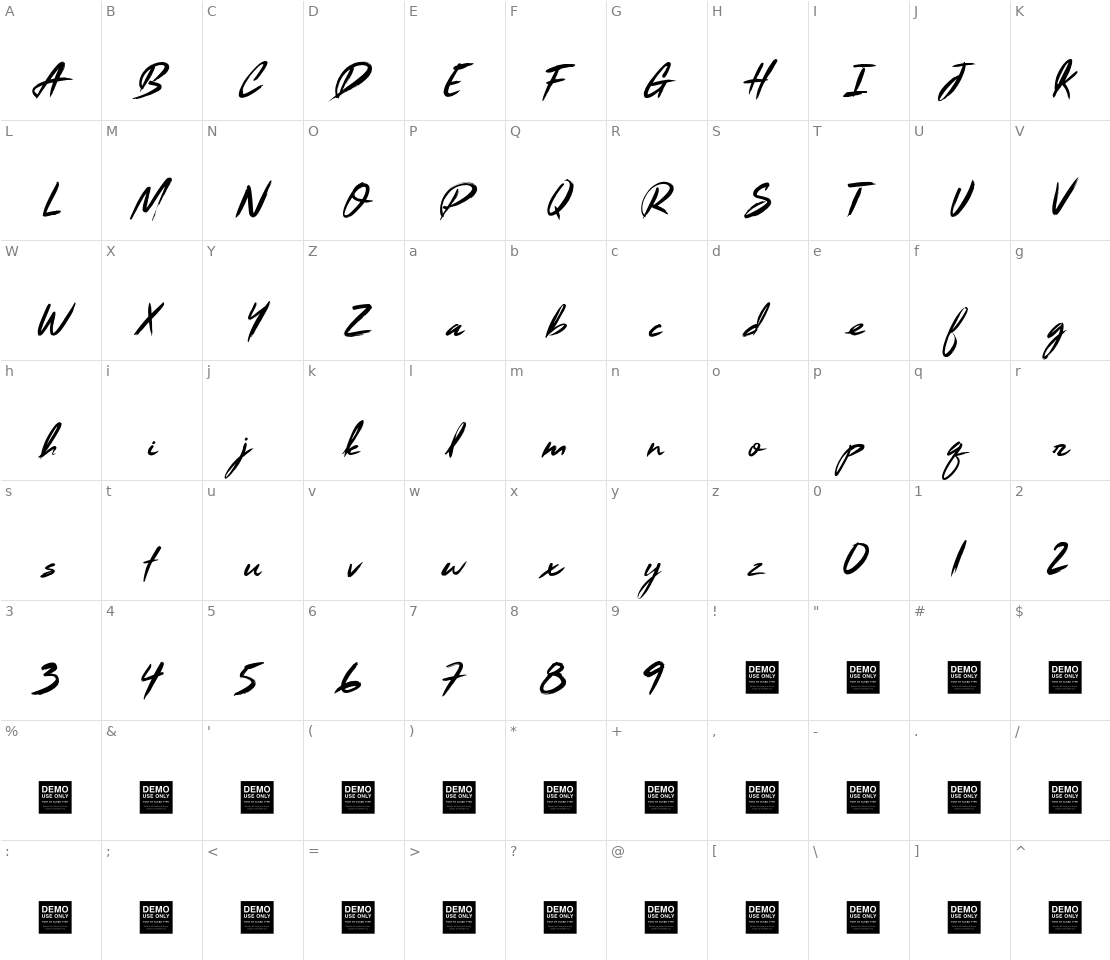 Character set for Black Marble