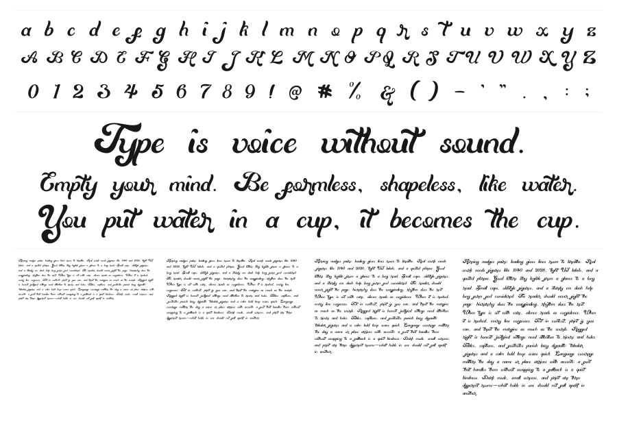 Mentari specimen sheet