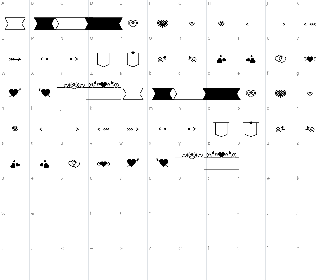 Character set for Romantine Dingbat