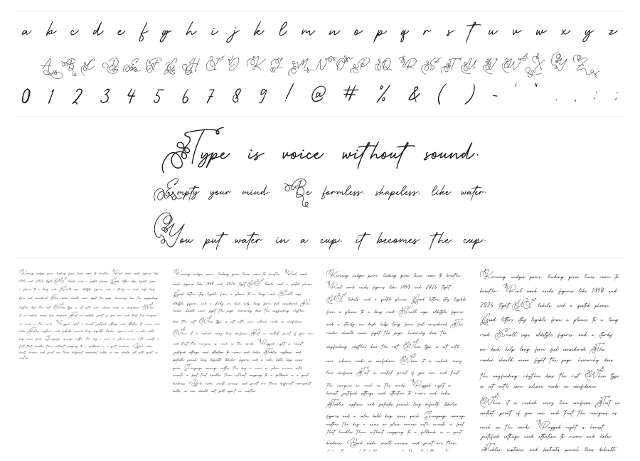 Queen Diana specimen sheet