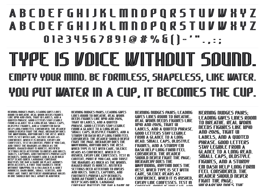Lakisa Stencil specimen sheet