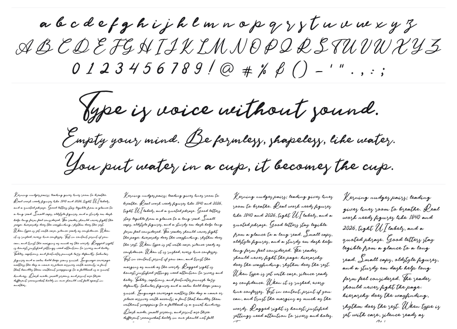 Kastyle specimen sheet