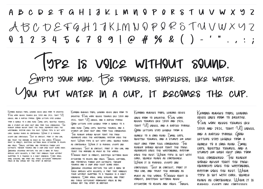 Black Girl specimen sheet