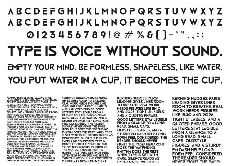 Black Future specimen sheet