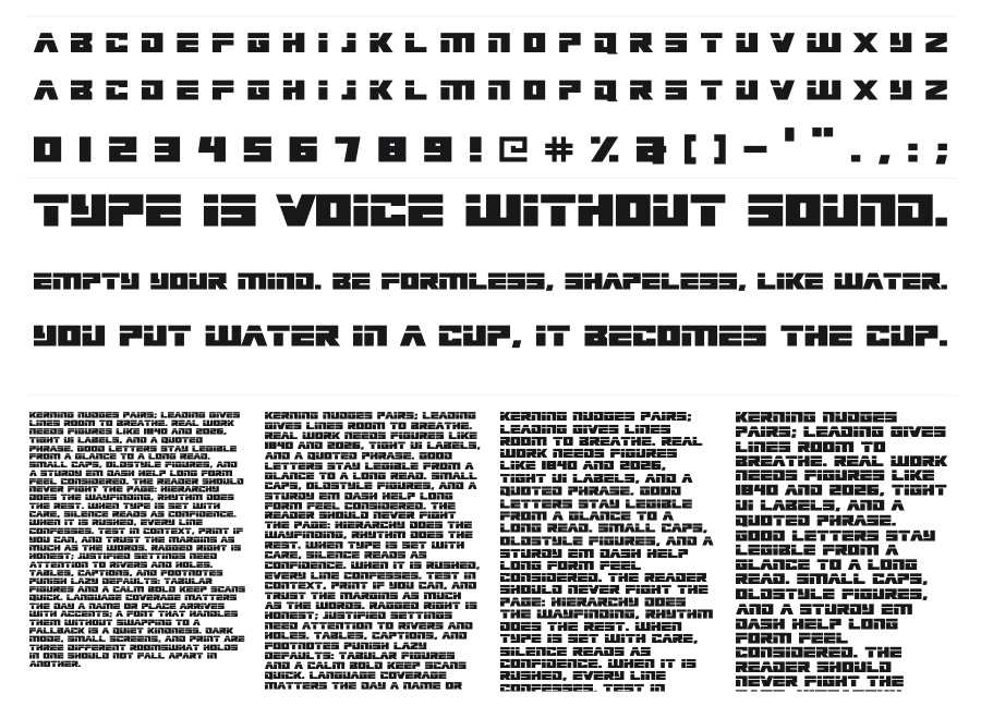 Big Bad Robot specimen sheet