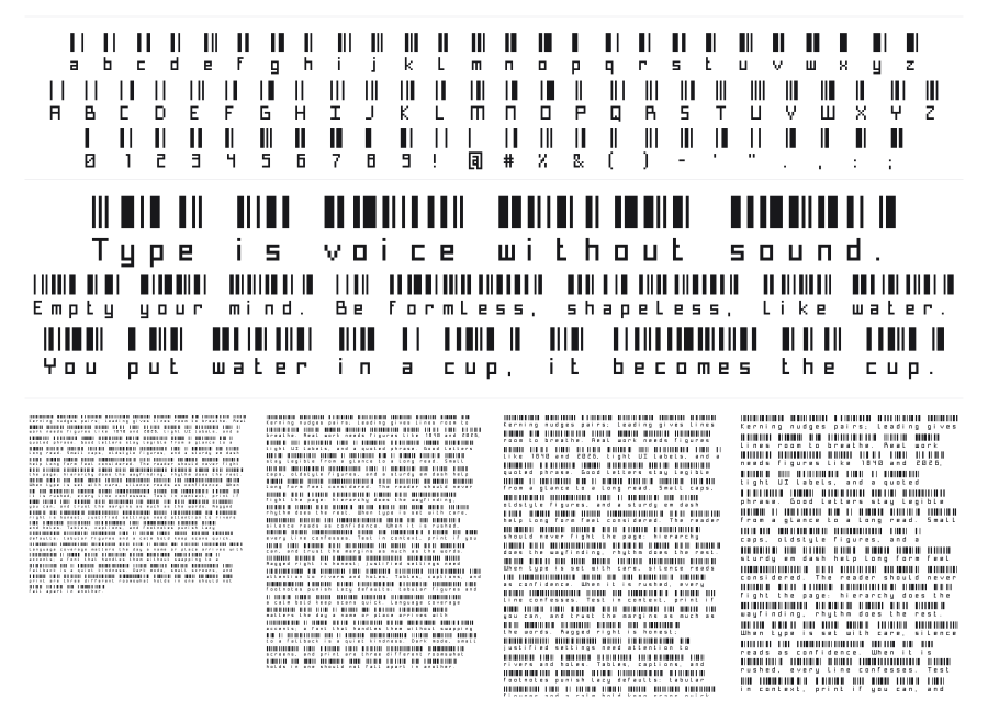 Pixelary specimen sheet