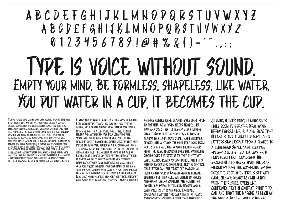 Mark Brush specimen sheet