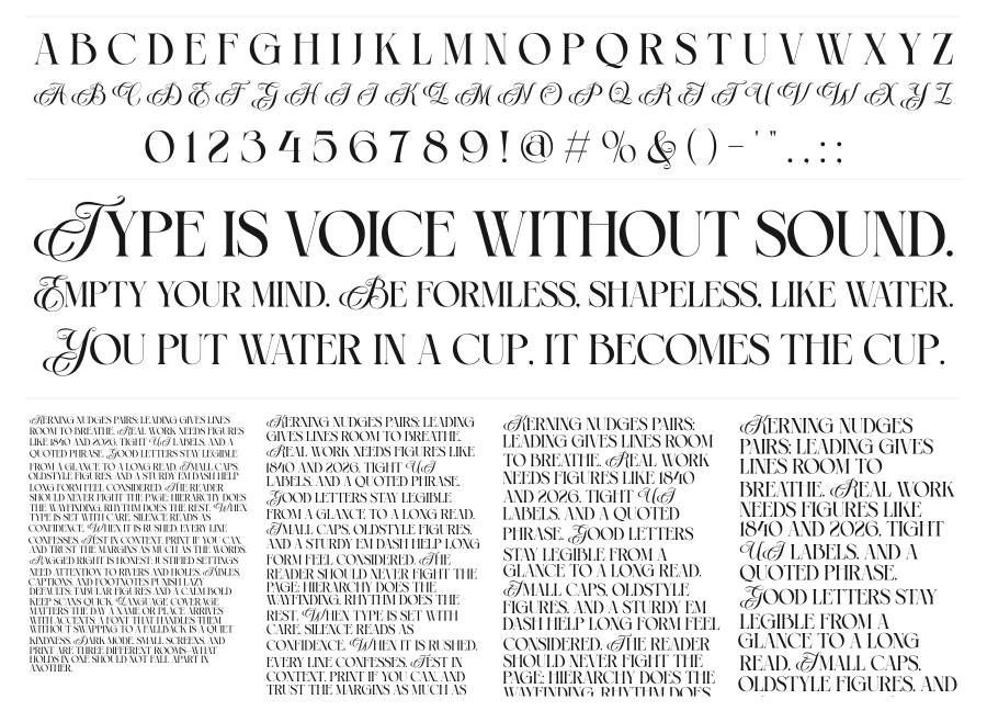 The Darling specimen sheet