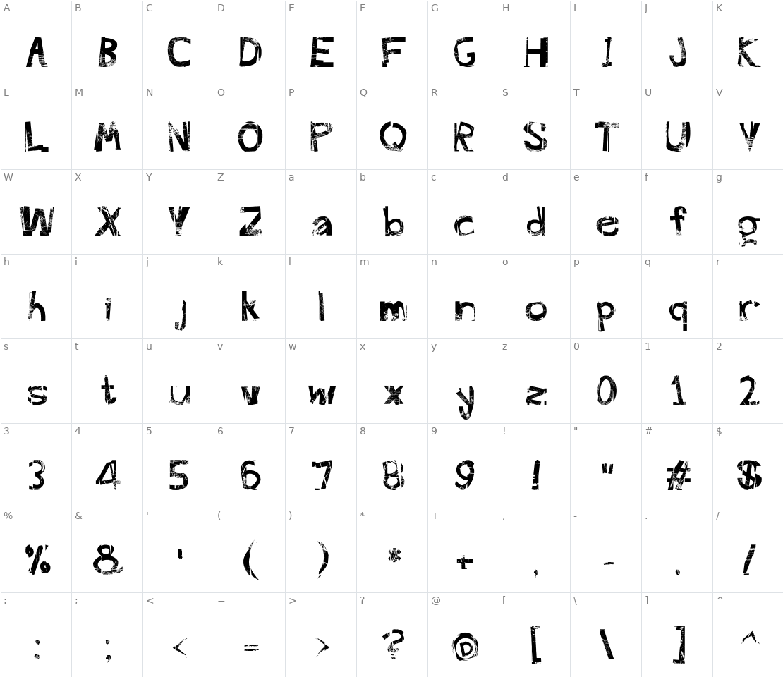 Character set for FreekTure