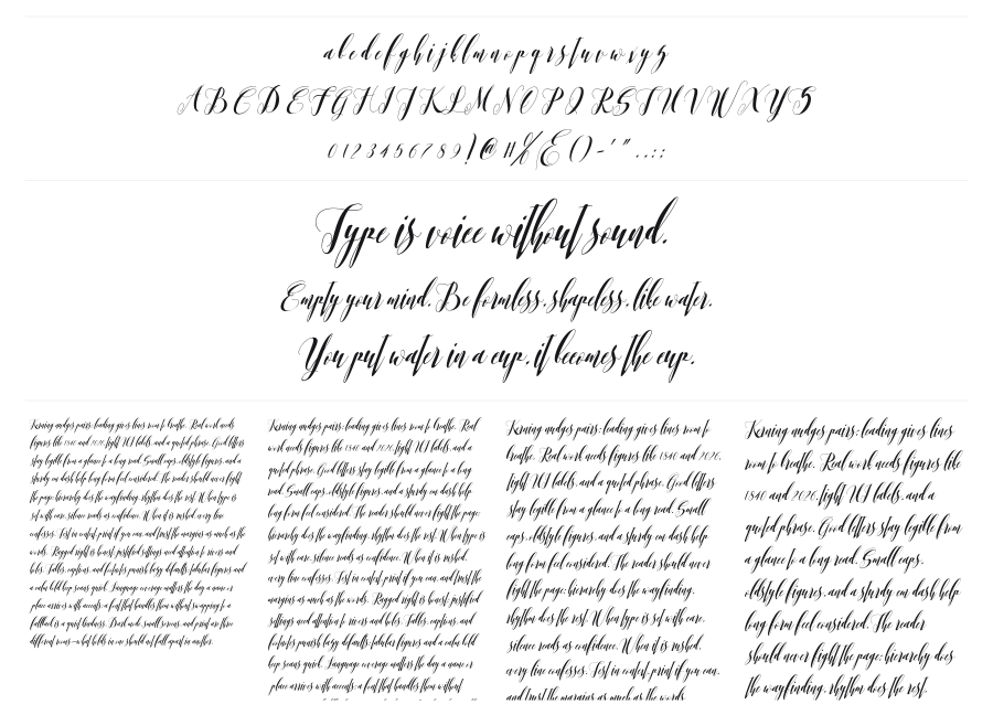 Romantis Momen specimen sheet
