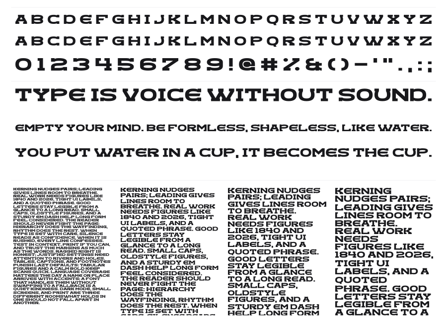 Goregeous specimen sheet