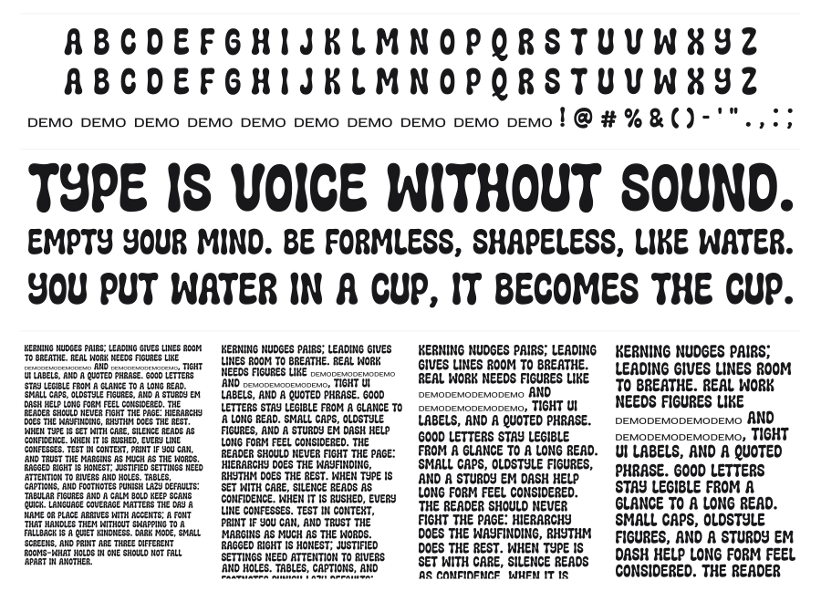 Kitschy Retro specimen sheet