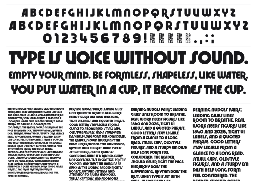 Indarung specimen sheet