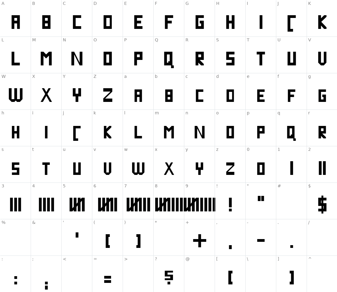 Character set for Blockline