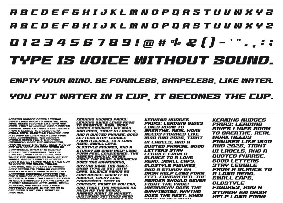 Progressive Soul specimen sheet