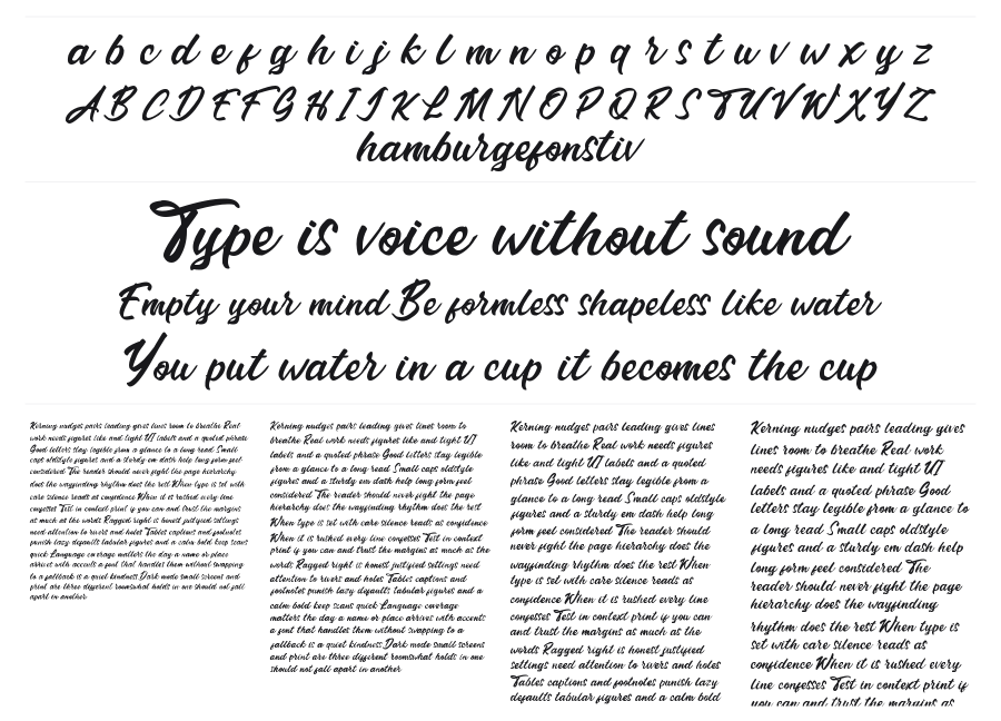 Erisblue specimen sheet