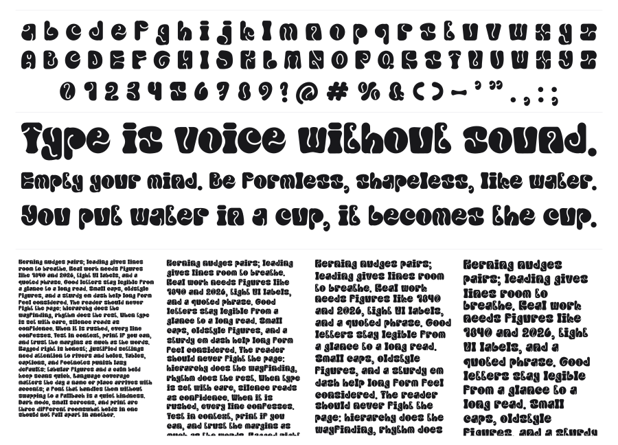 Retro Votre specimen sheet