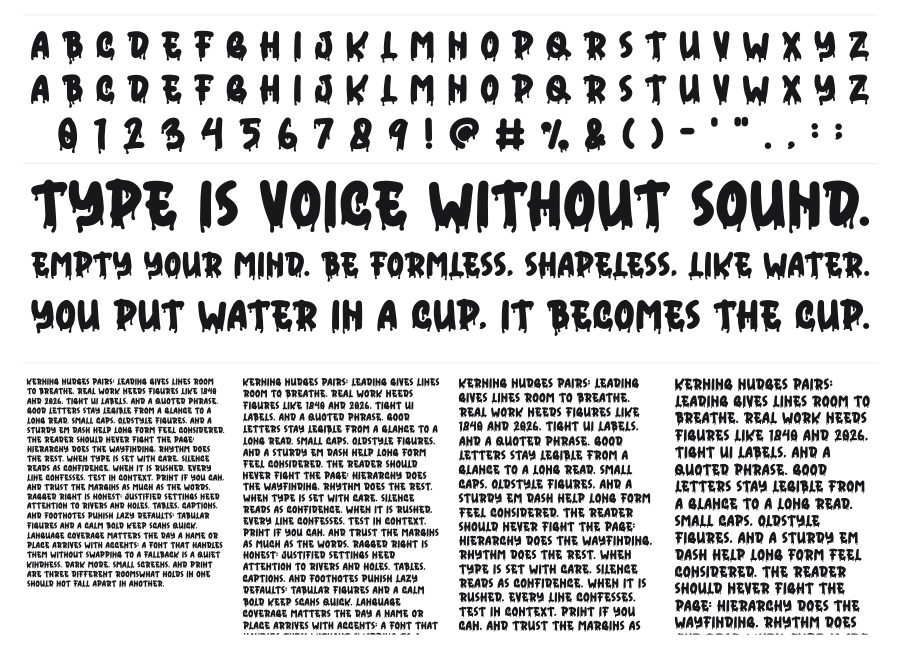 Devil Horror Handwritten specimen sheet
