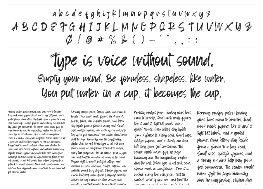 Blacksign specimen sheet