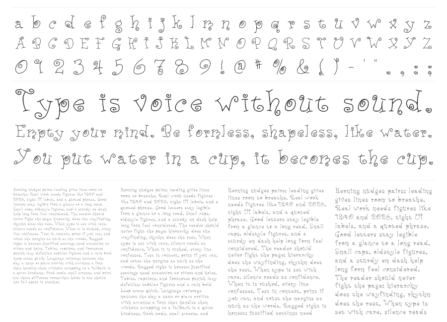 JD Ducky specimen sheet