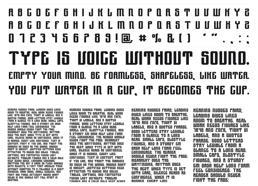 Yndu specimen sheet