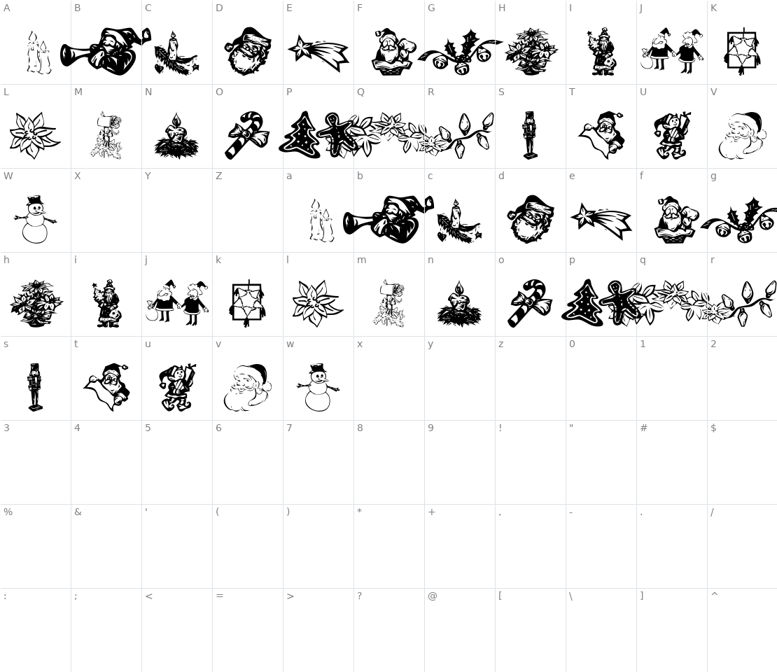 Character set for KR Christmas Dings 2004