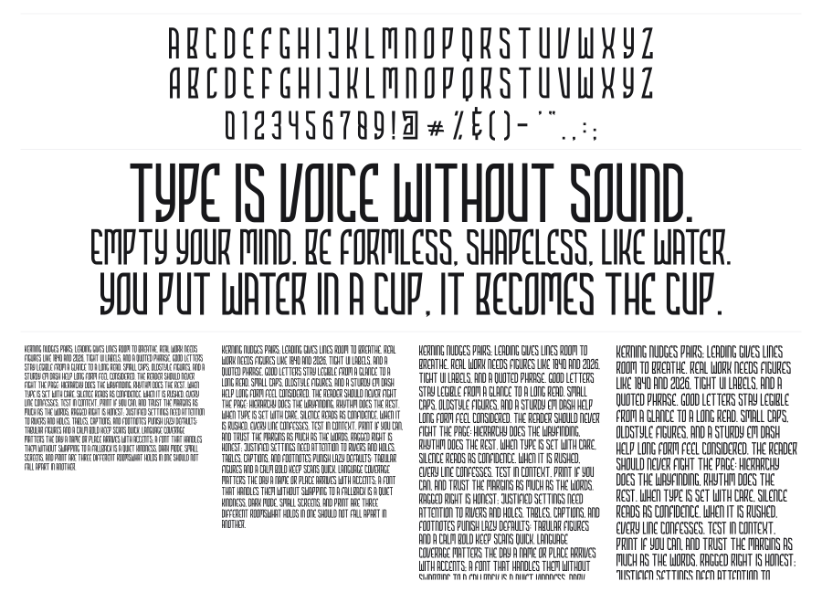 Highstories specimen sheet