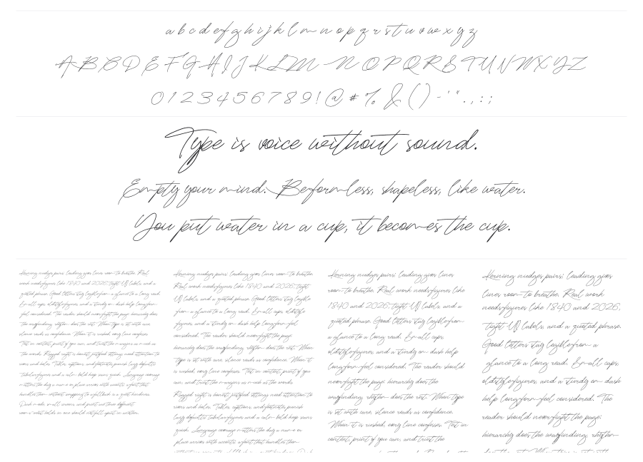 Mightam specimen sheet