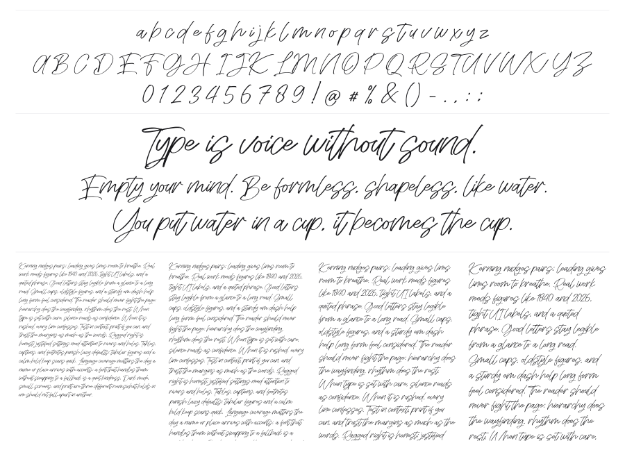 Seasony specimen sheet