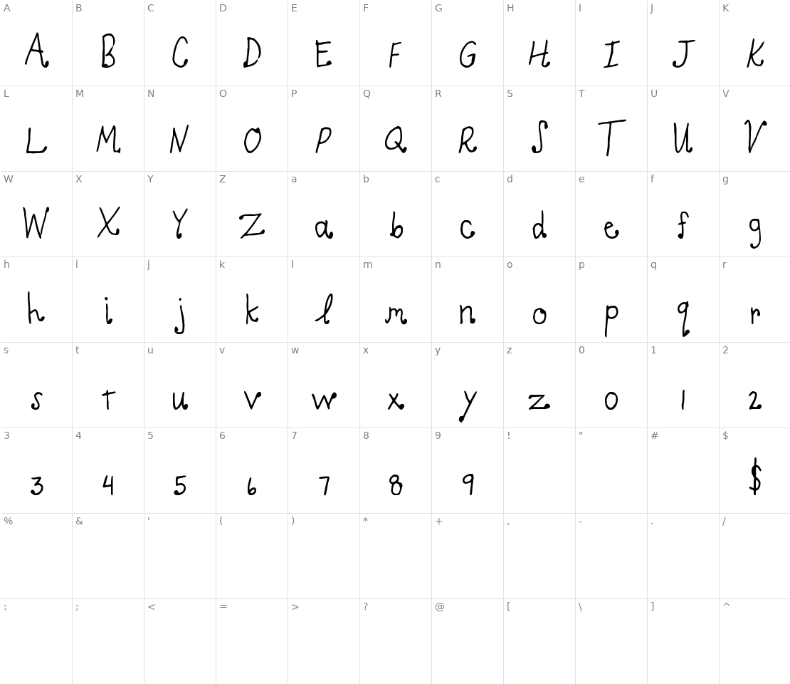 Character set for Light Curls