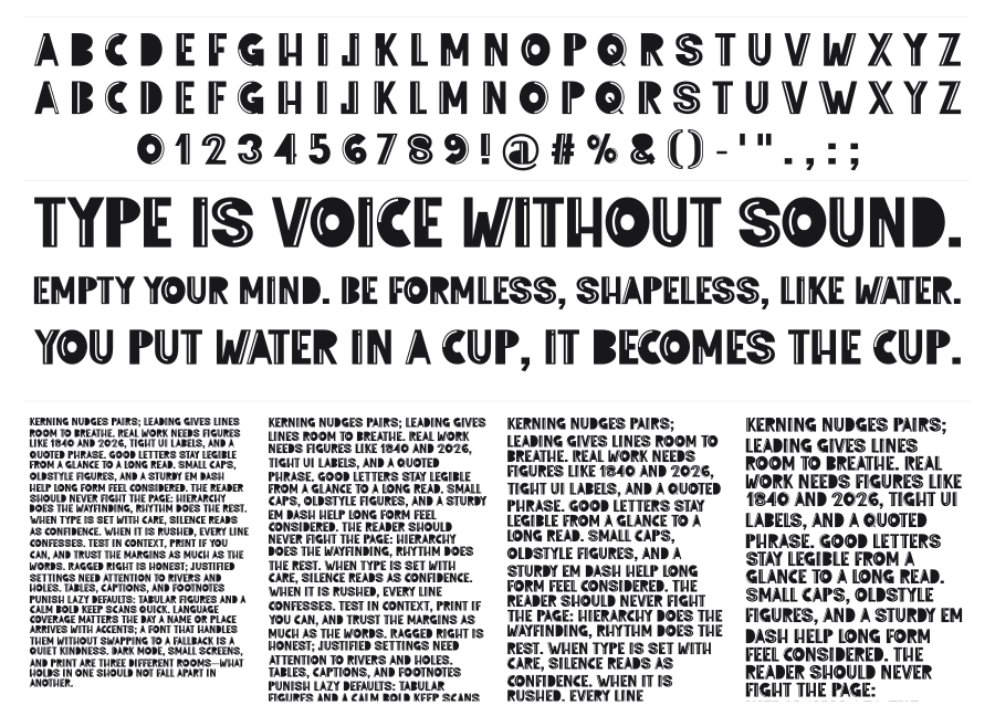 New Tour specimen sheet