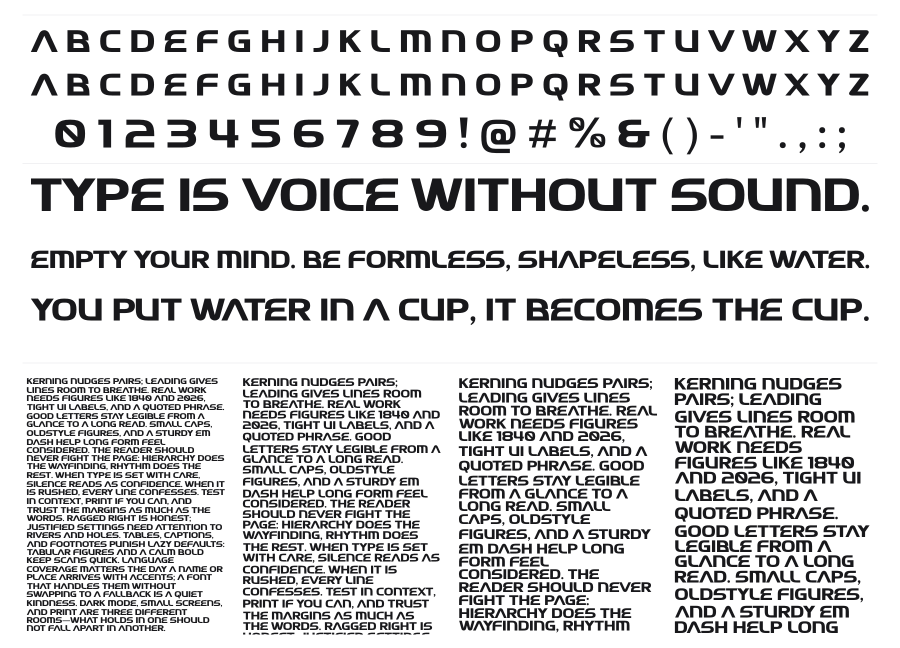 Luxes specimen sheet