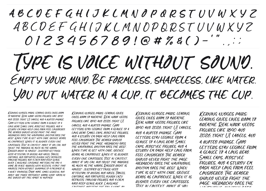 Kolase specimen sheet