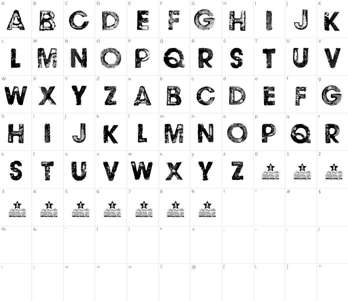 Character set for Black Napkins