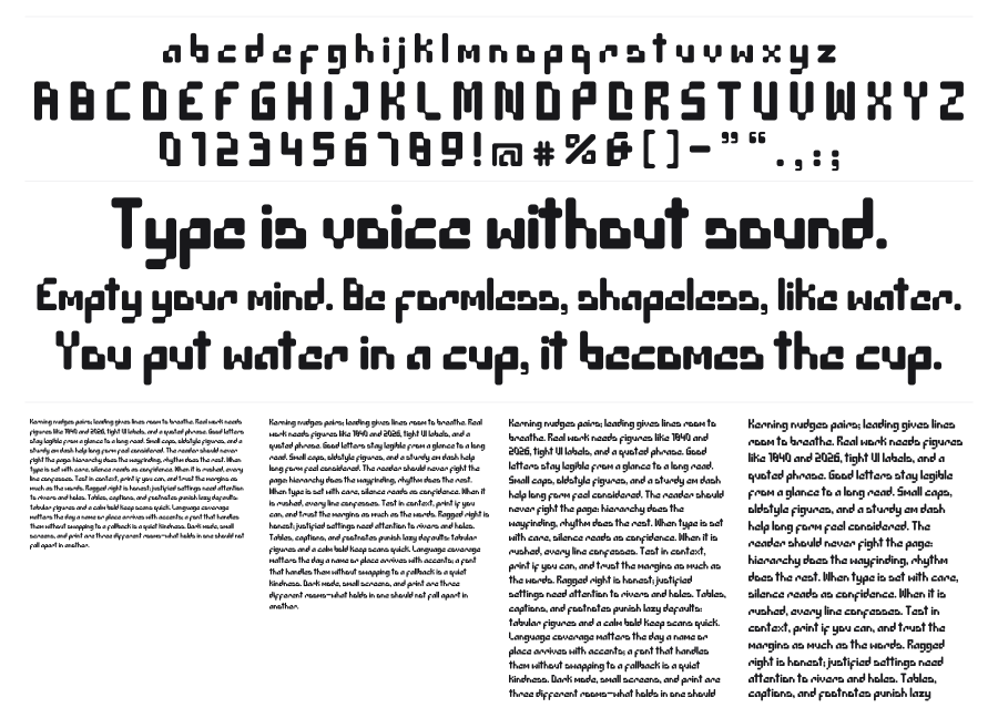 Garland specimen sheet