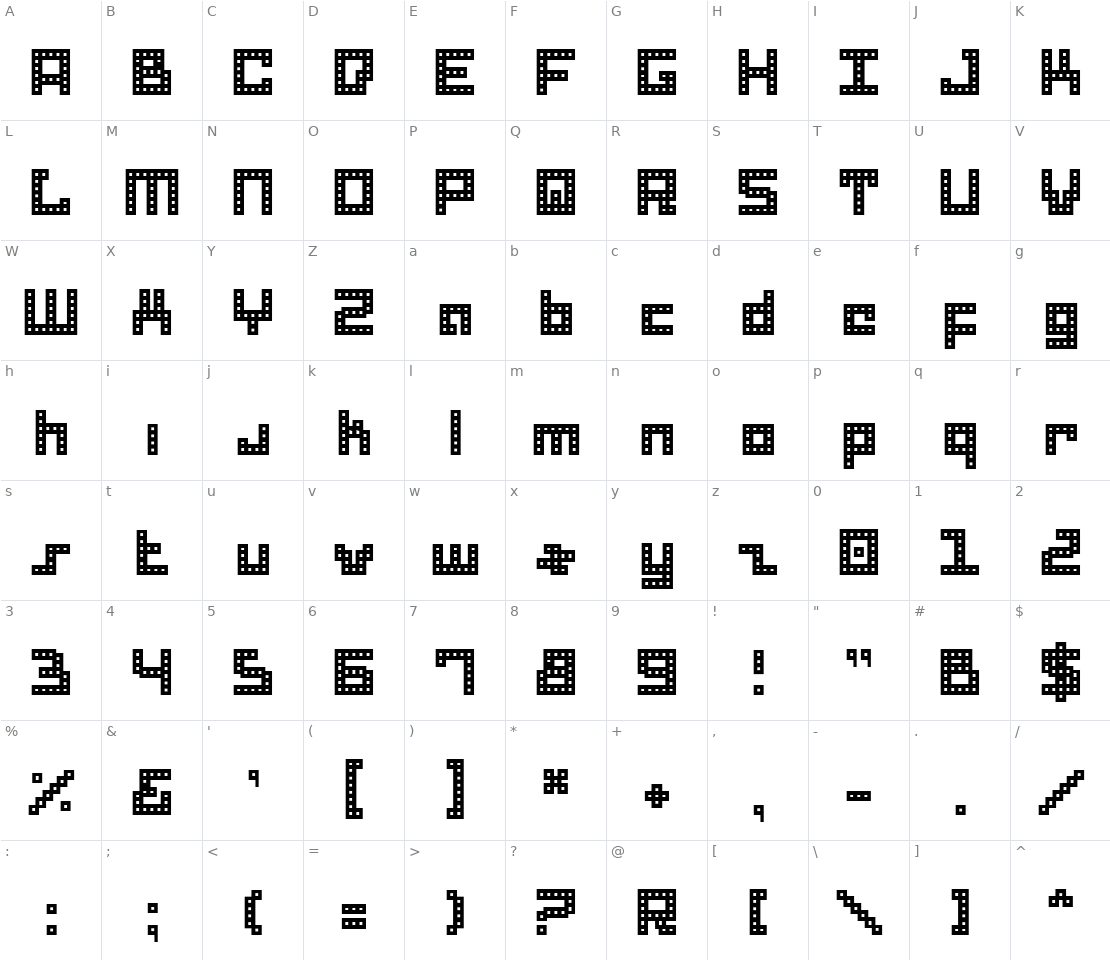 Character set for Drid Herder Bitmap