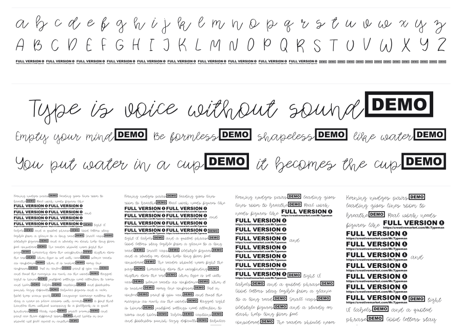 Yugen specimen sheet