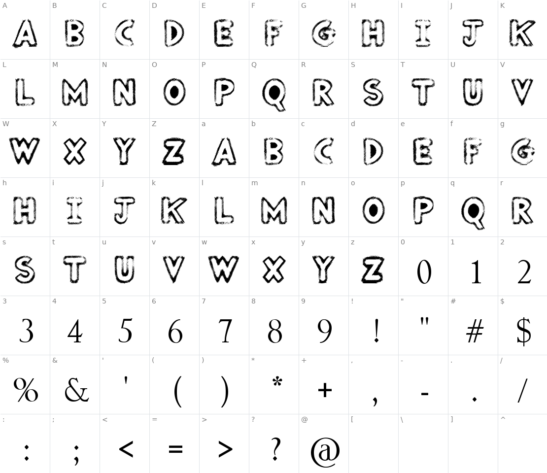 Character set for Punked Out