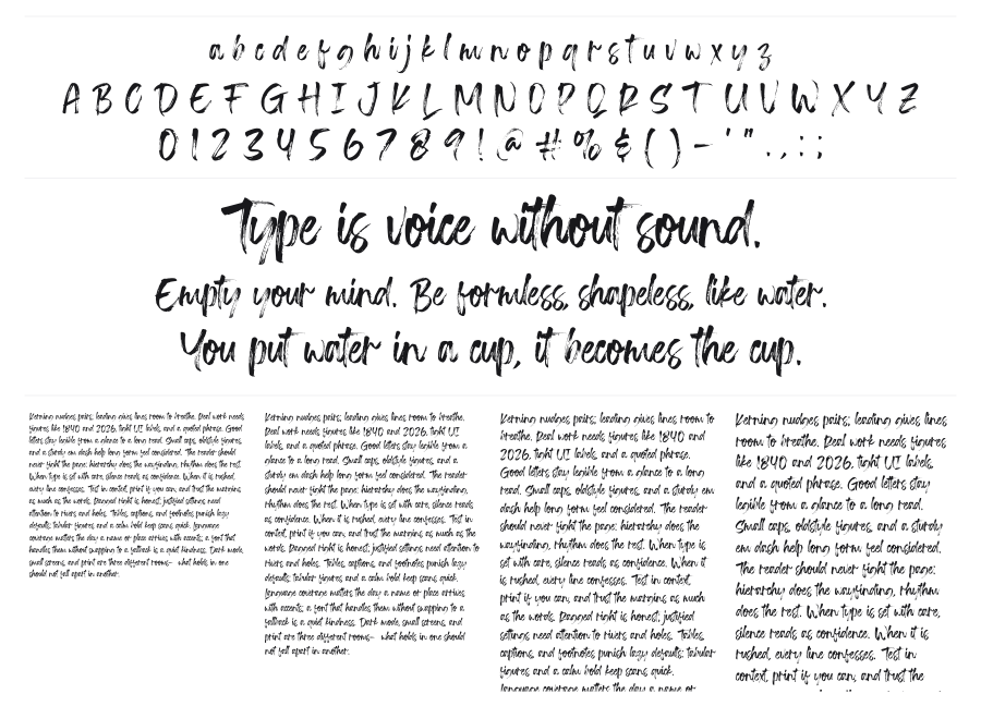 Transine Brush specimen sheet