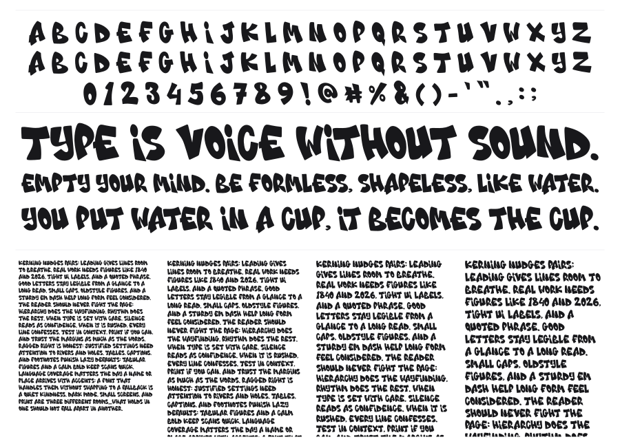 Metro Marks specimen sheet