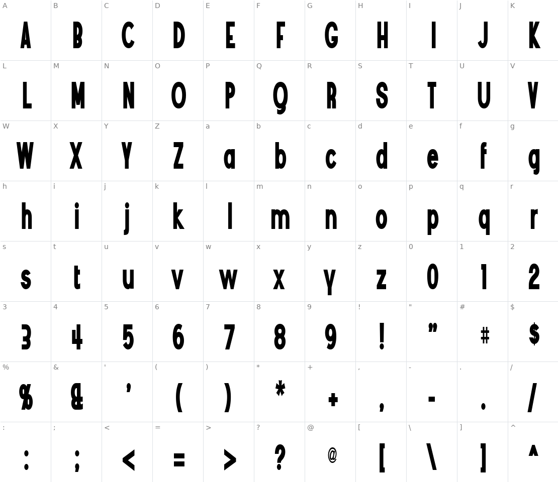 Character set for Angostura Black