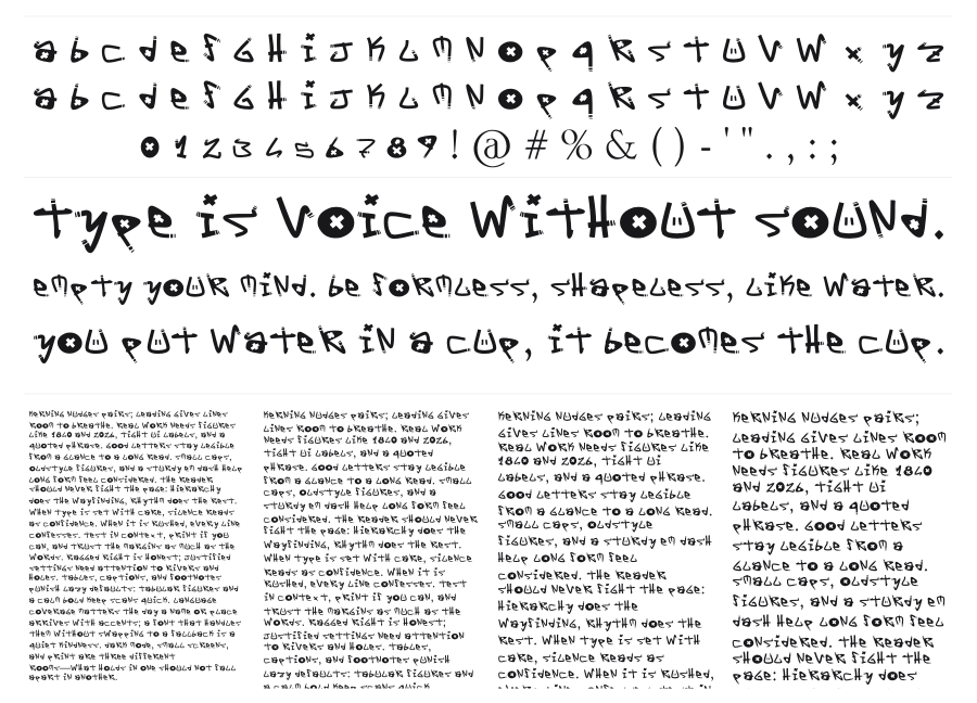 Y-Yo Tags specimen sheet